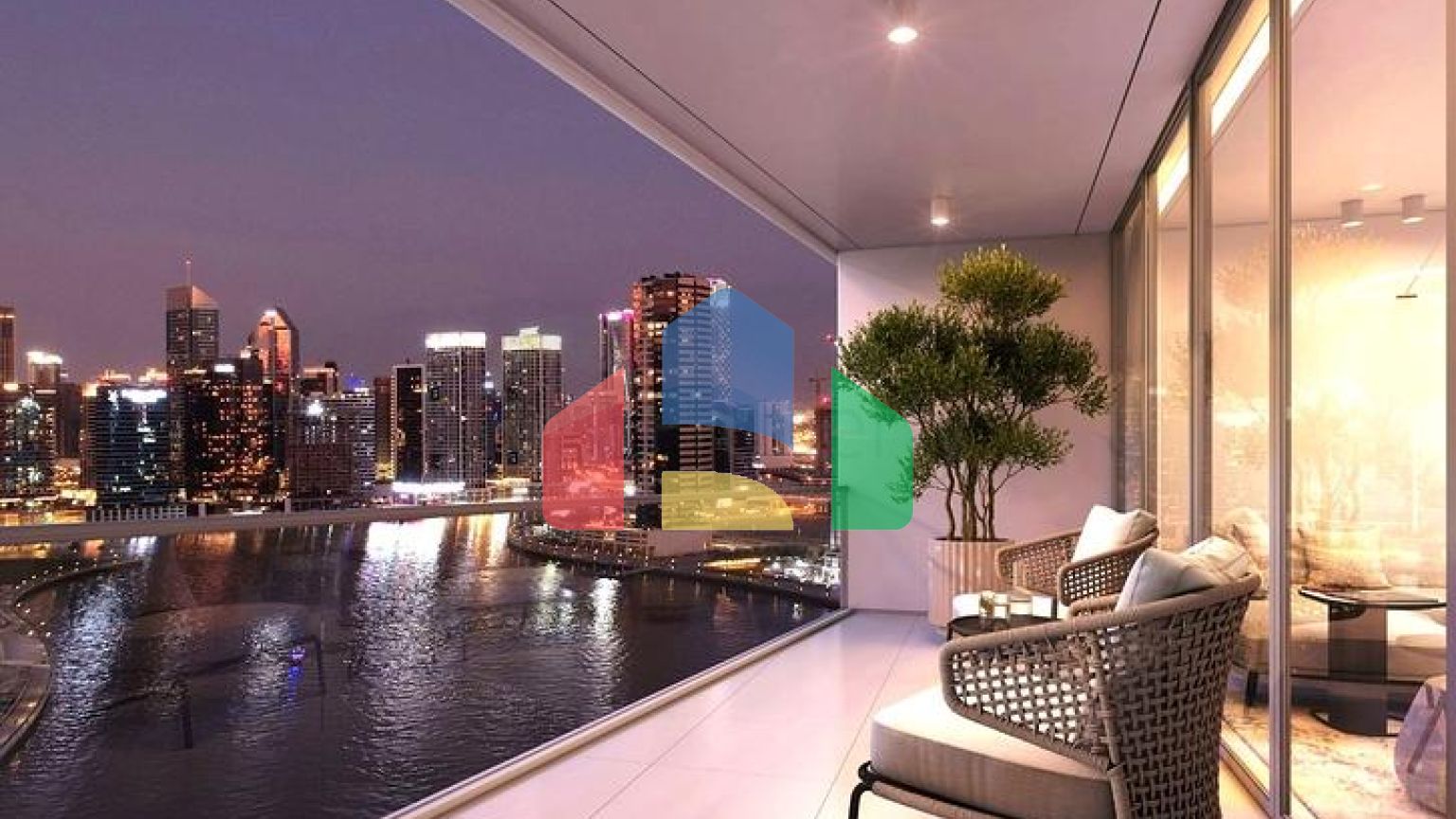 Квартиры с видом на Бурдж-Халифа на канал в Дубае