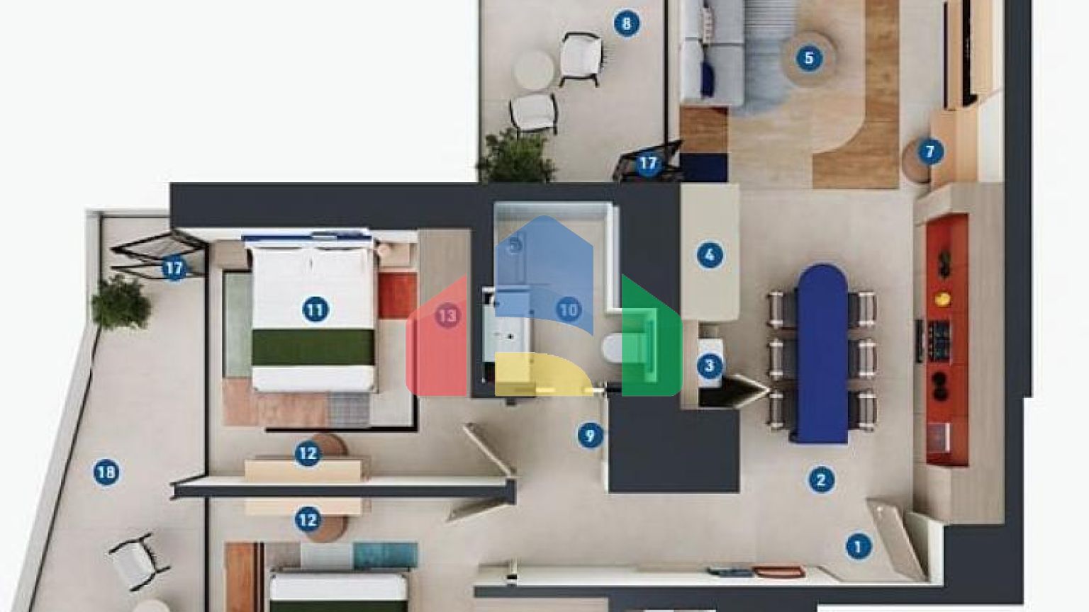 Квартира 2+1 в Дубай