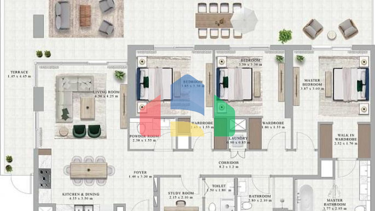 Квартира 2+1 в Дубай