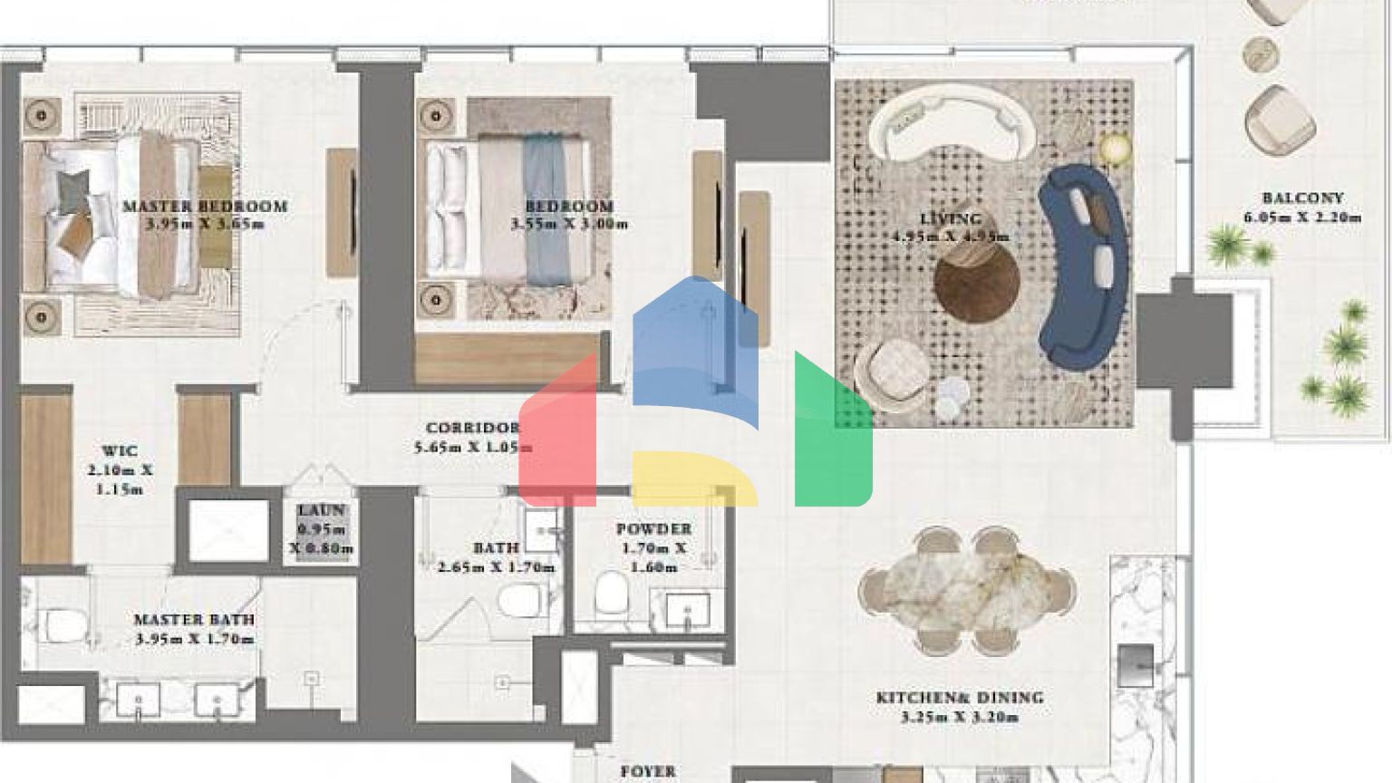 Квартира 2+1 с видом на море в Дубай