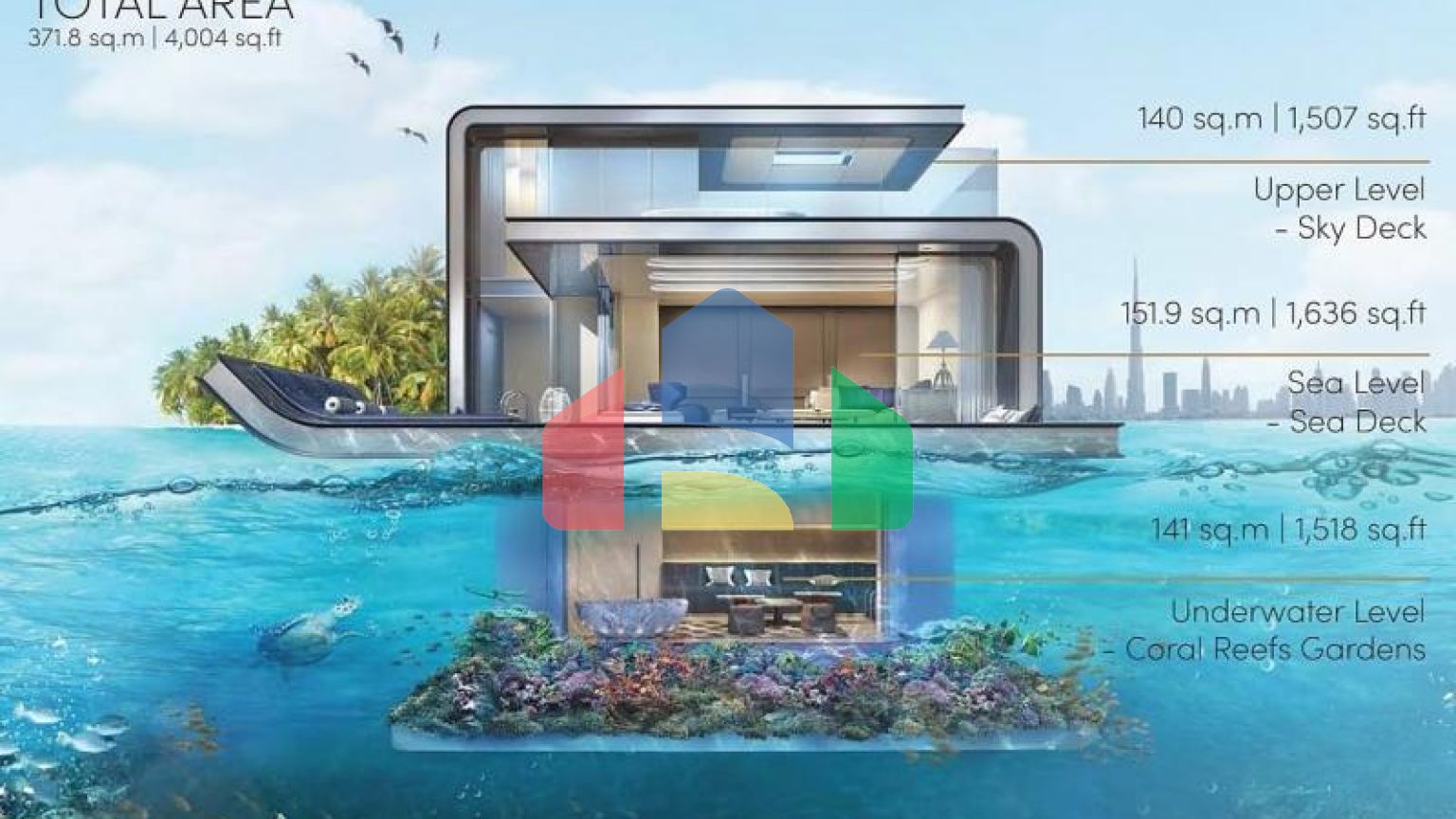 Вилла 2+1 с видом на море в Дубай