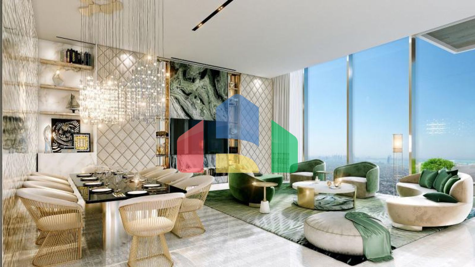 Квартира 2+1 с видом на море в Дубай