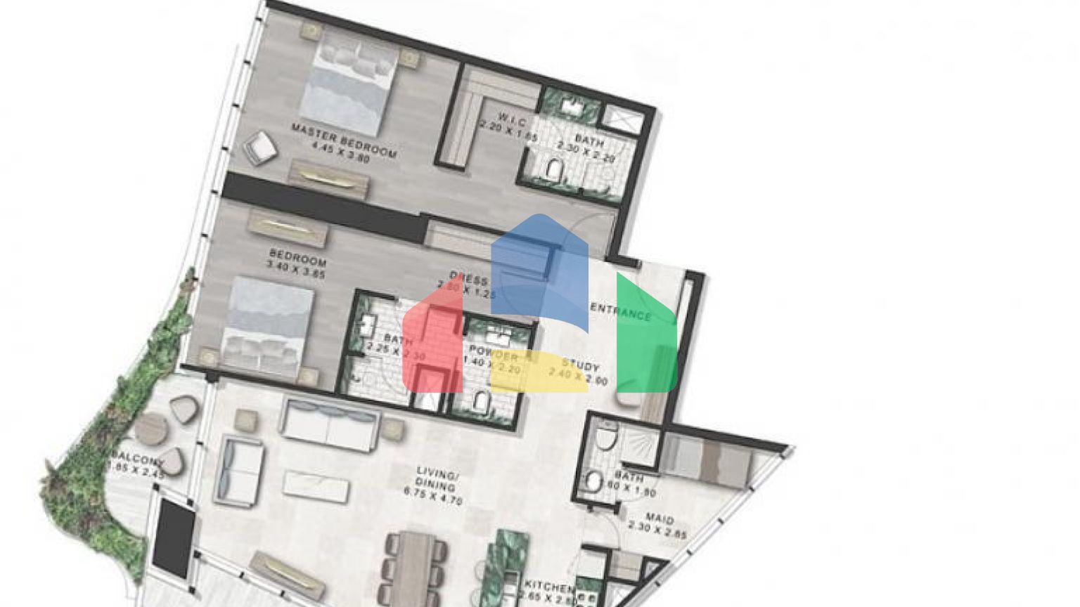 Квартира 2+1 с видом на море в Дубай
