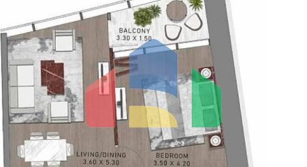 Квартира 2+1 с видом на море в Дубай