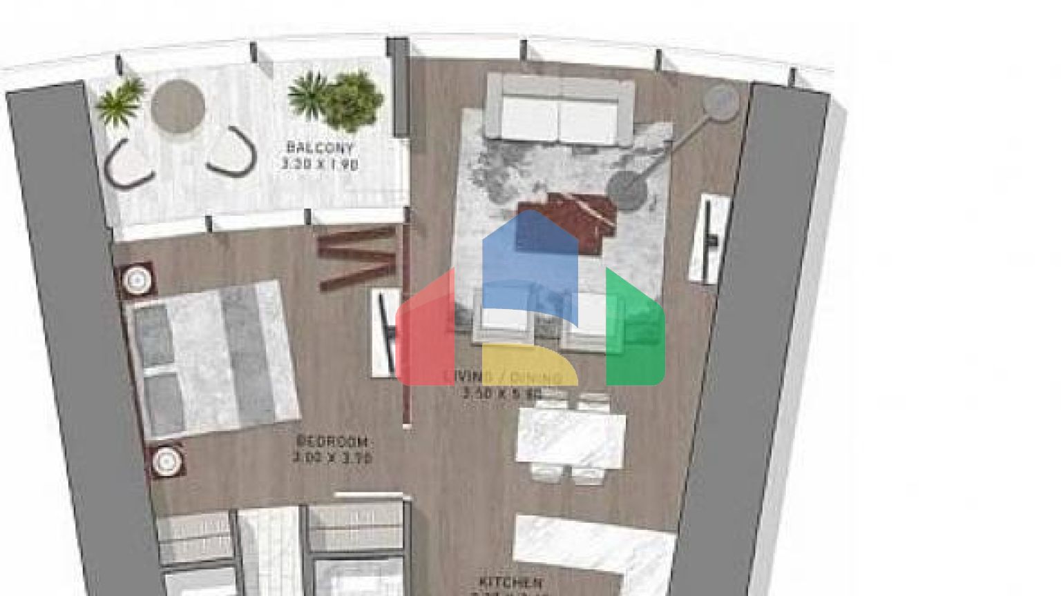 Квартира 2+1 с видом на море в Дубай