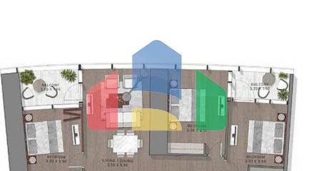 Квартира 2+1 с видом на море в Дубай