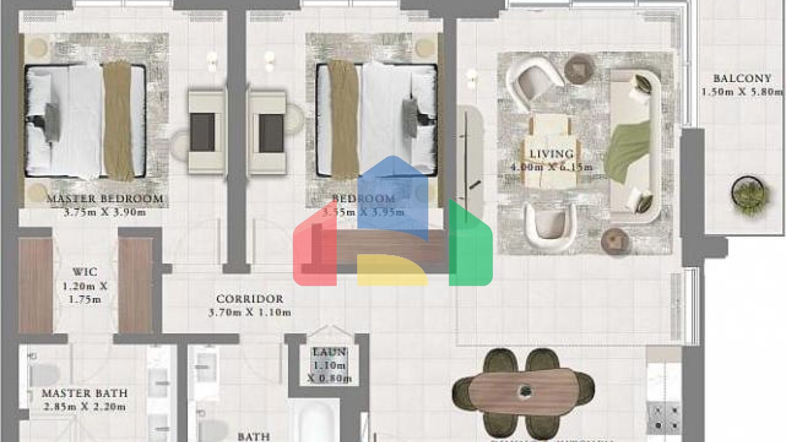 Квартира 2+1 с видом на море в Дубай