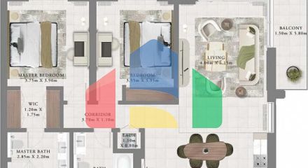 Квартира 2+1 с видом на море в Дубай