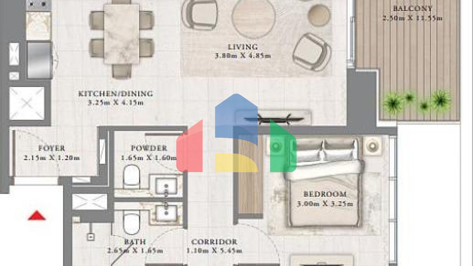 Квартира 2+1 с видом на море в Дубай
