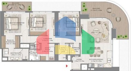 Квартира 2+1 с видом на море в Дубай