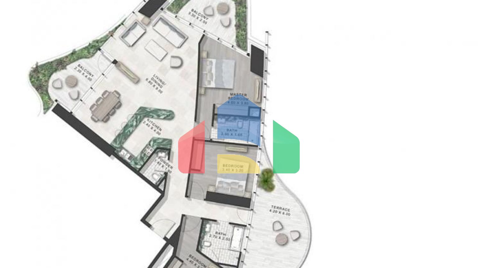 Пентхаус 3+1 с видом на море в Дубай