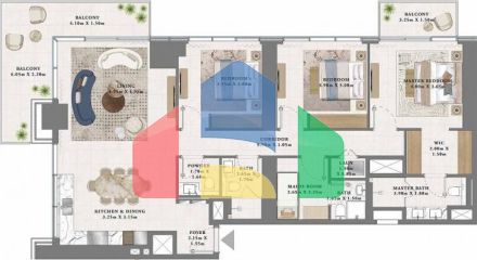 Квартира 3+1 с видом на море в Дубай