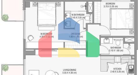 Квартира 2+1 с видом на море в Дубай