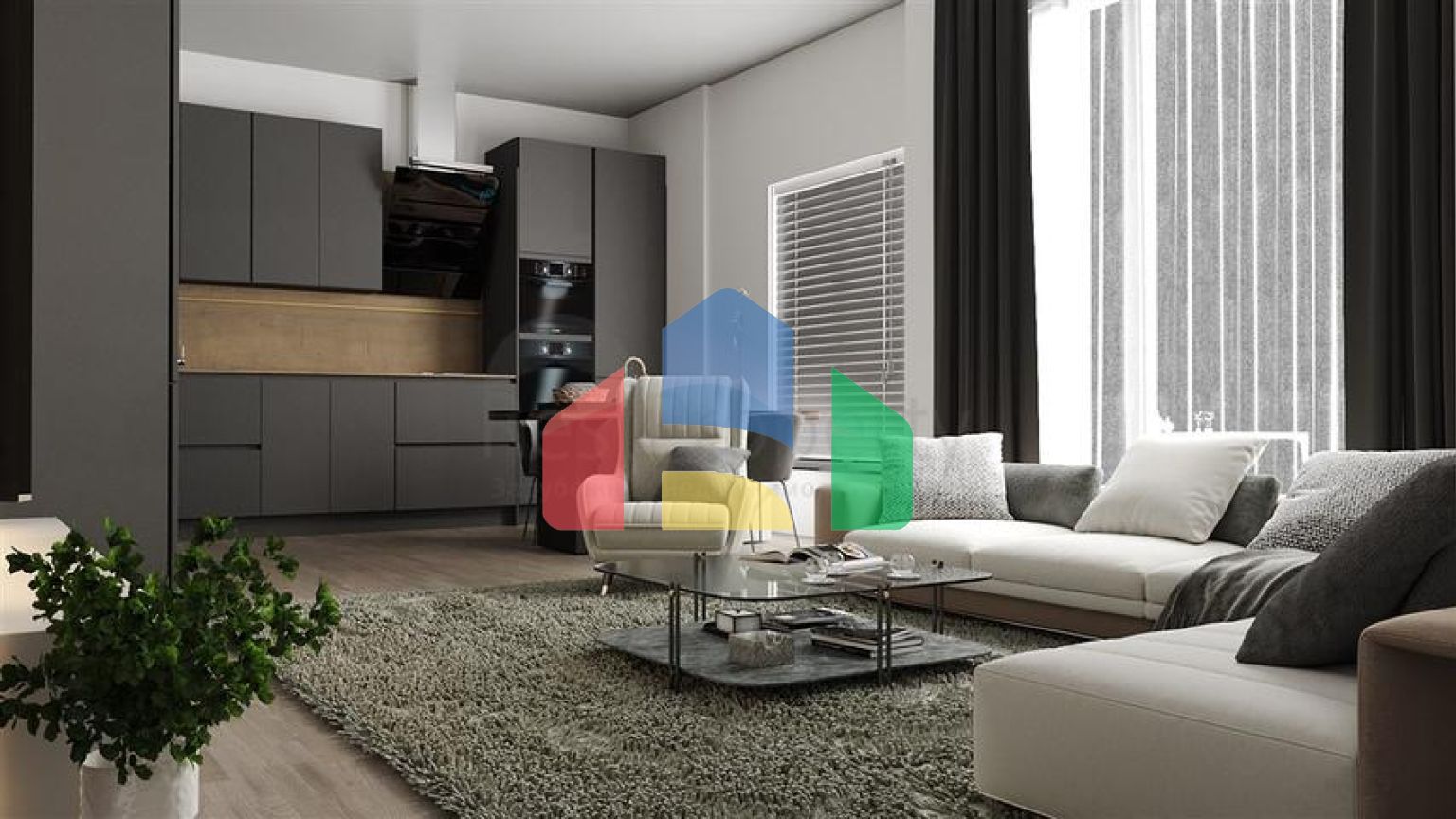 Квартира 2 + 1 в споруджуваному комплексі в районі Окурджалар