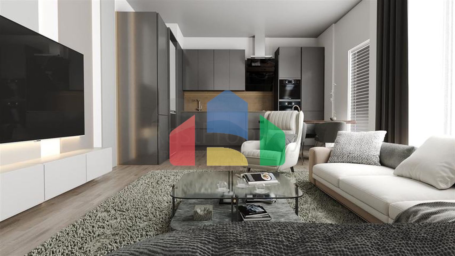 Квартира 2 + 1 в споруджуваному комплексі в районі Окурджалар