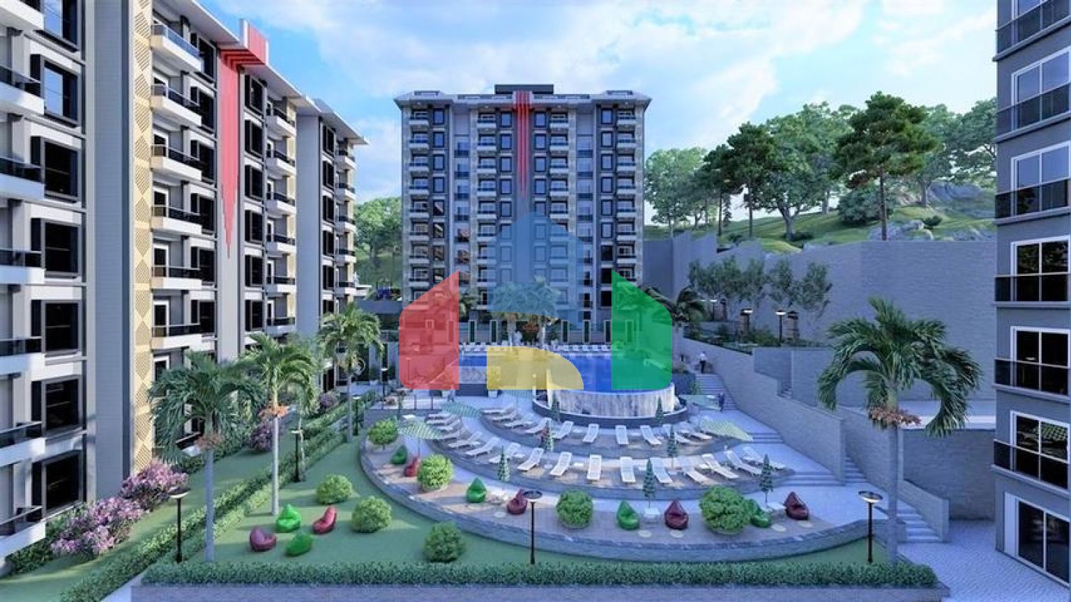 Квартира 2 + 1 в споруджуваному комплексі в районі Окурджалар