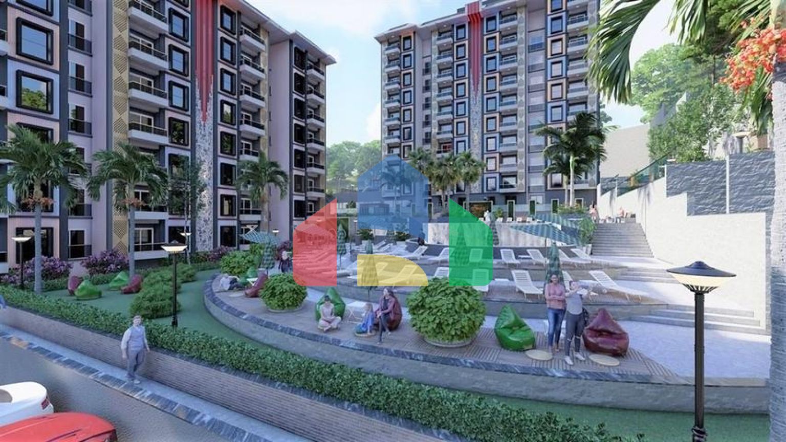 Квартира 2 + 1 в споруджуваному комплексі в районі Окурджалар