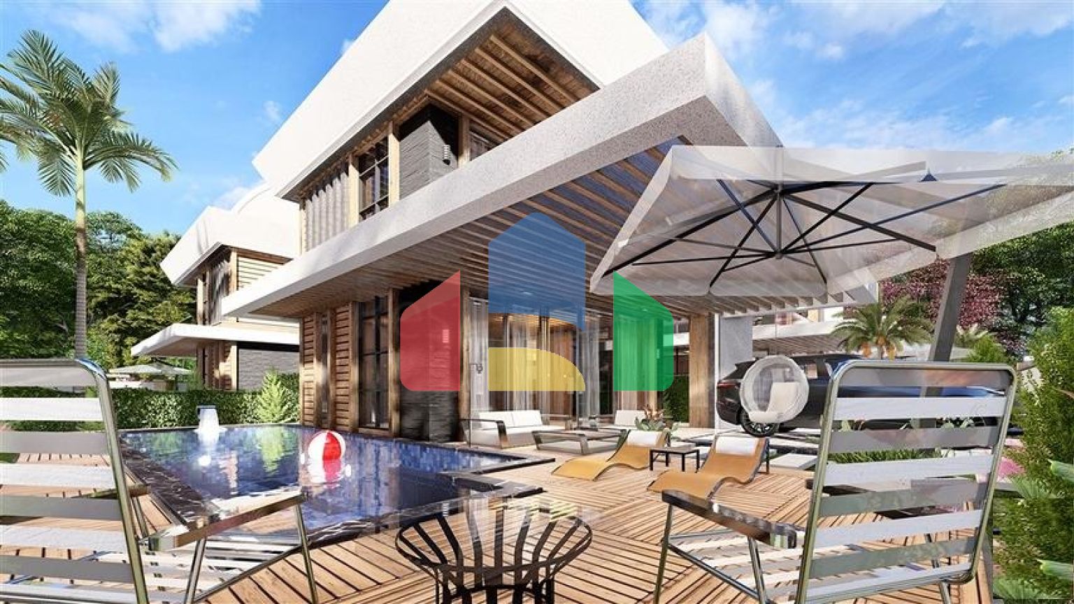 Вилла 3+1 с джакузи на крыше в 250 м от моря