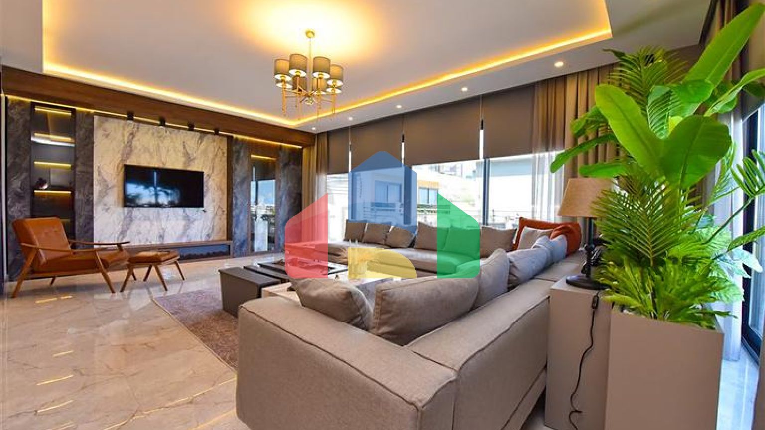 Вилла 4+1 с современным дизайном в живописном районе Каргыджак