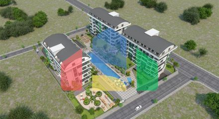 Low-rise complex 350 m from the sea in Kargicak