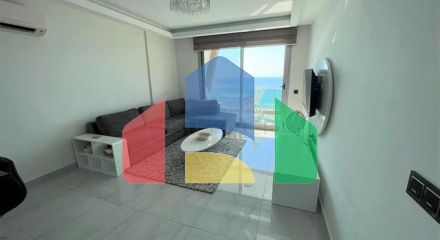 Furnished 1+1 apartment with beautiful sea view in Kargicak area