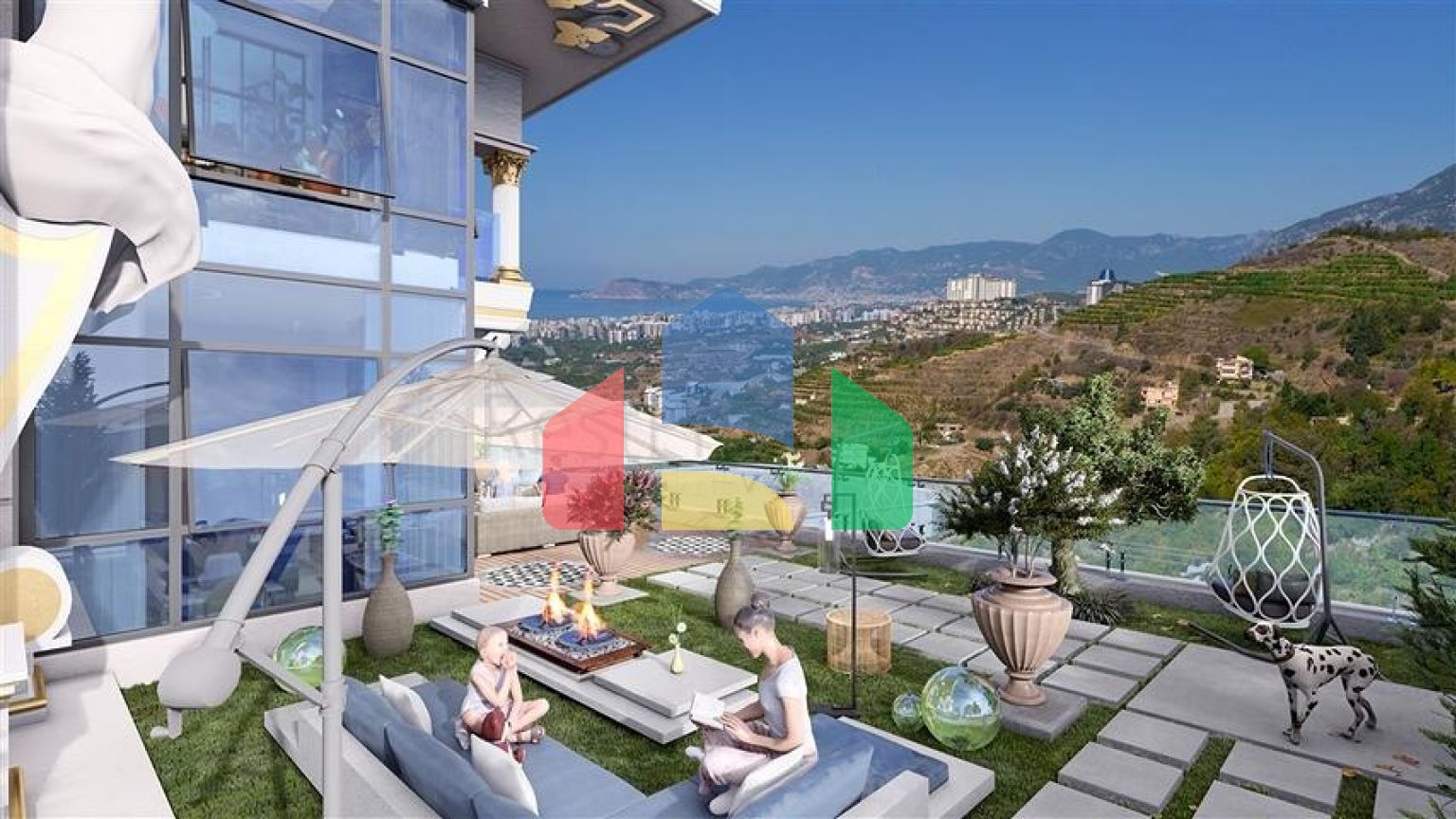 Роскошная вилла 5+1 в районе Каргыджак