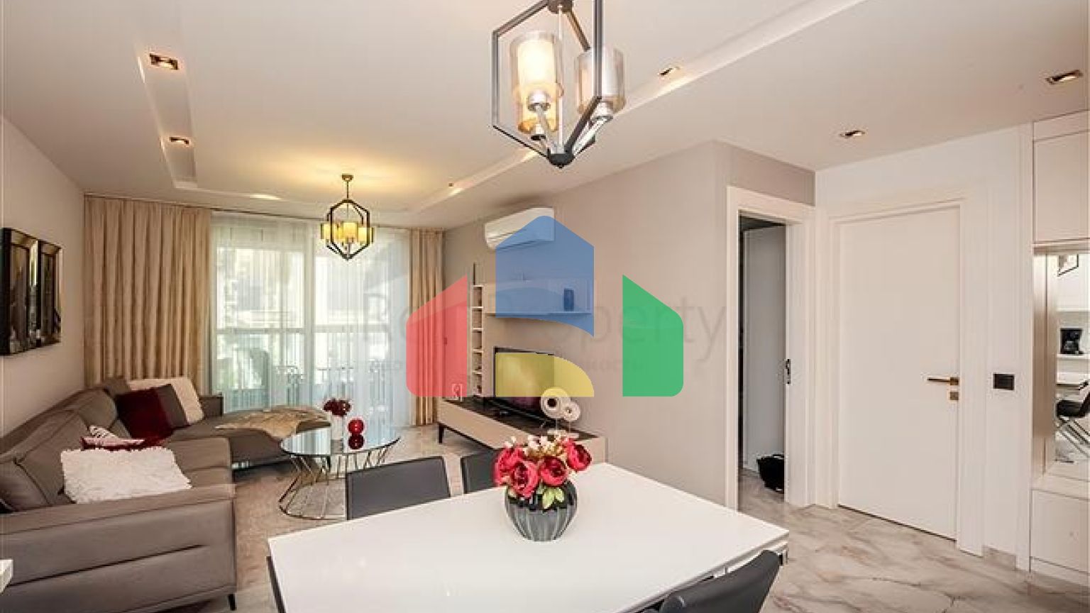 Квартира 1+1 с видом на море в районе Каргыджак