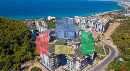 Пентхаус планировкой 2+1 с видом на Средиземное море всего в 400 м до пляжа района Каргыджак