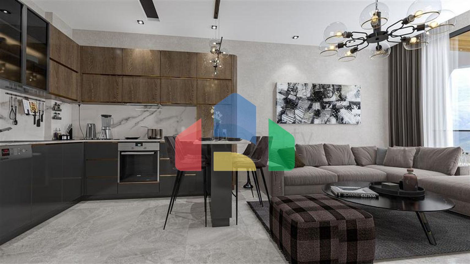 Новый проект класса люкс с крытым паркингом в районе Тосмур