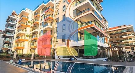 One-bedroom apartment in a complex on the first line in Kestel district