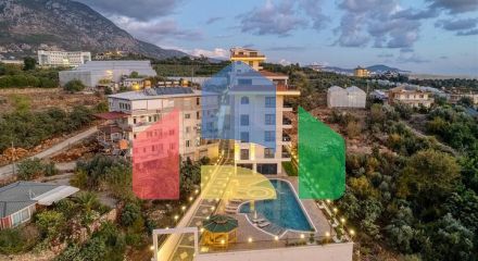 Современная квартира 1+1 в районе Кестель в новом доме