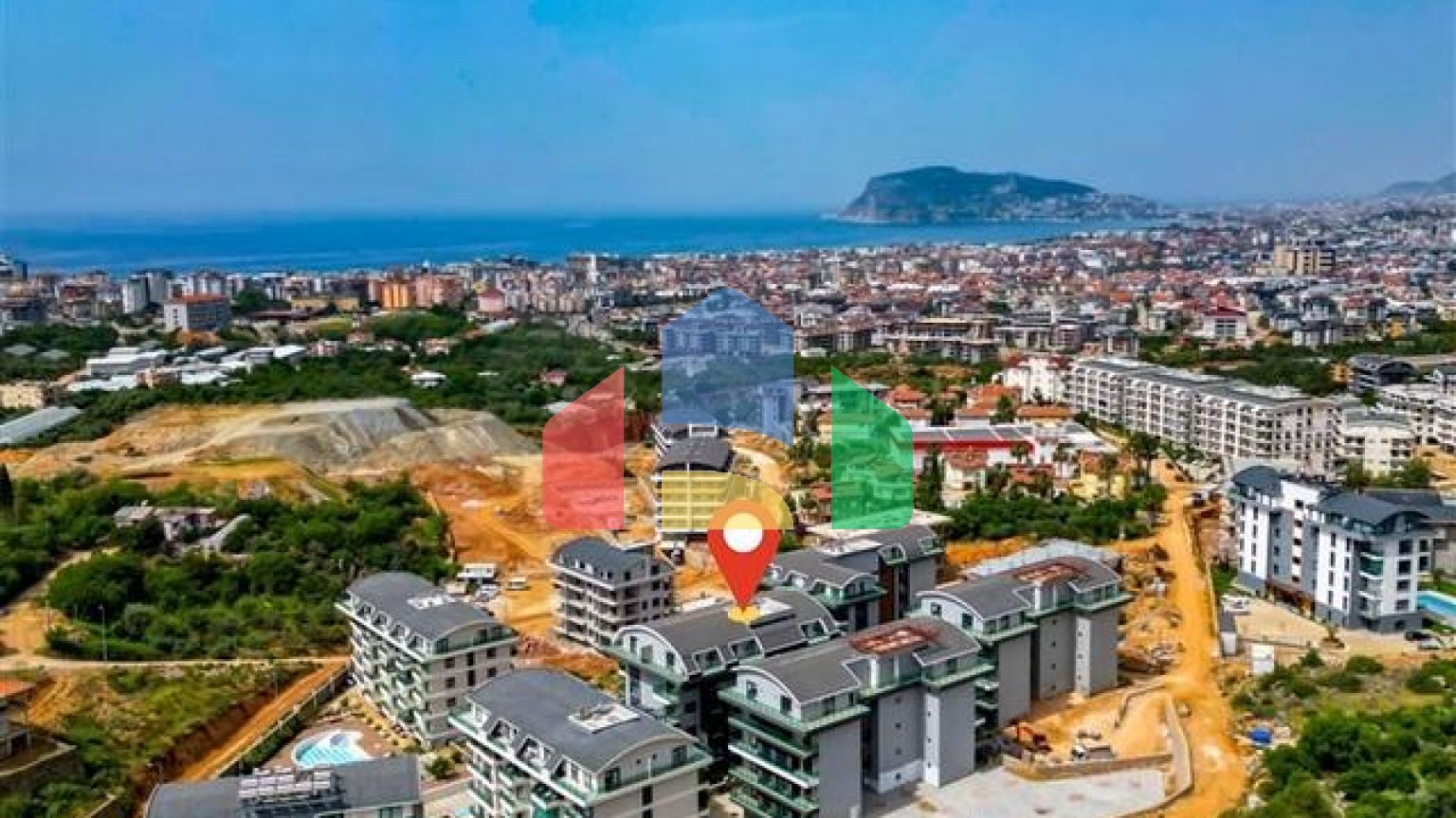 Пентхаус 2 + 1 з видом на море і фортеця Кале в районі Оба