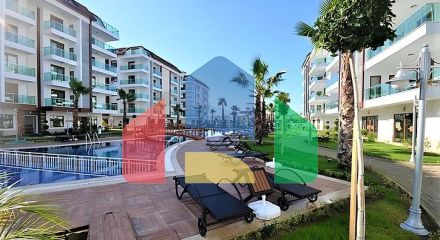 Просторі апартаменти 4 + 1 в елітному комплексі в Оба