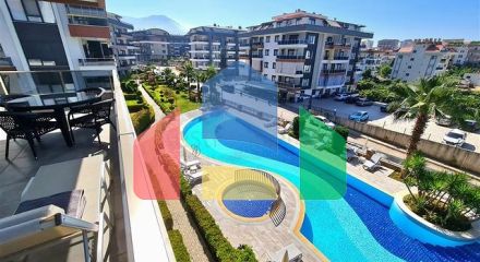 Современная меблированная квартира в жилом комплексе с богатой инфраструктурой в районе Оба