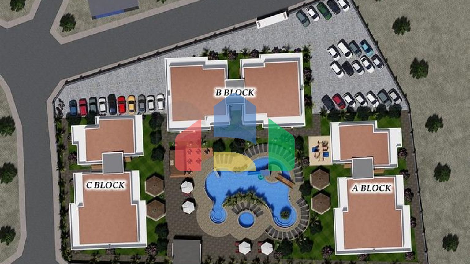 Строящийся жилой комплекс в европейском районе Оба