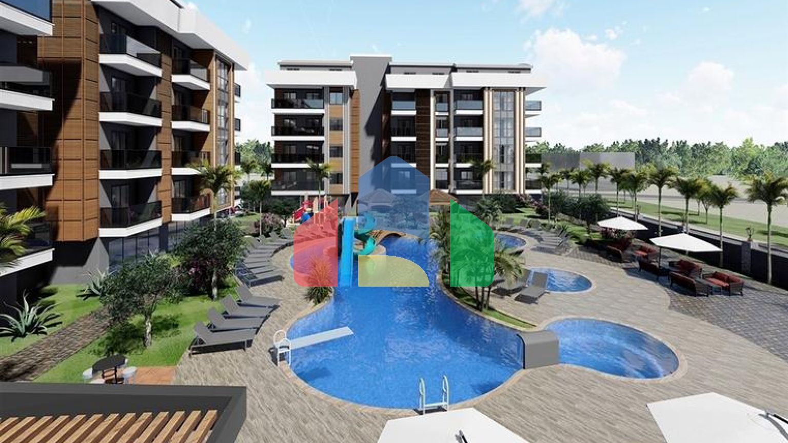 Строящийся жилой комплекс в европейском районе Оба