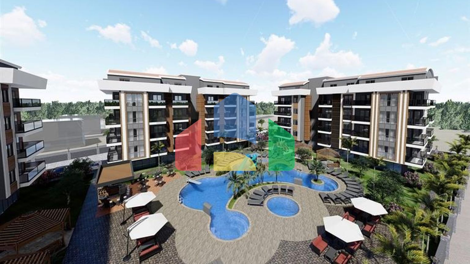 Строящийся жилой комплекс в европейском районе Оба