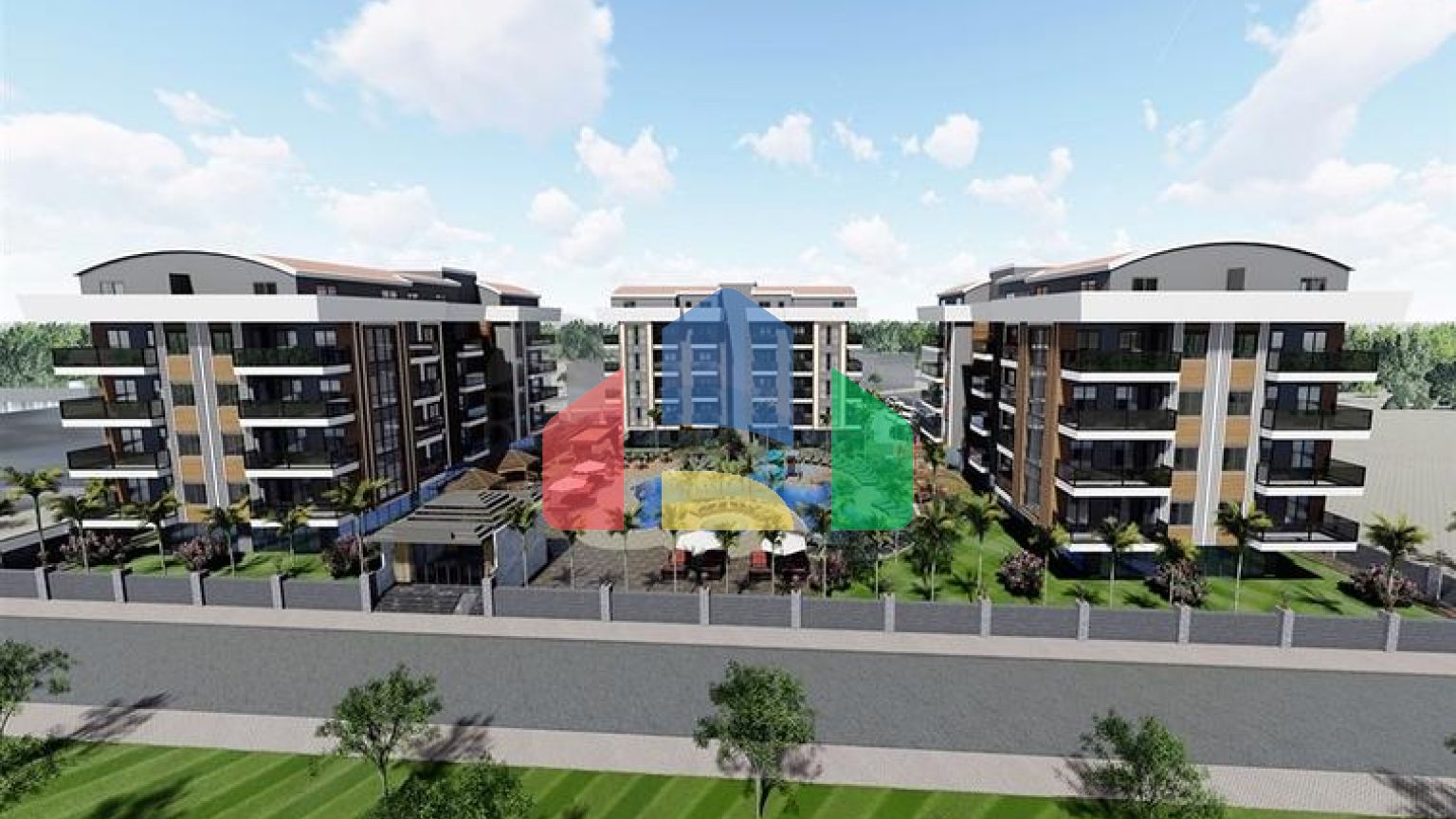 Строящийся жилой комплекс в европейском районе Оба