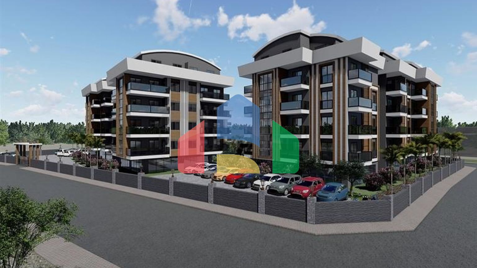 Строящийся жилой комплекс в европейском районе Оба