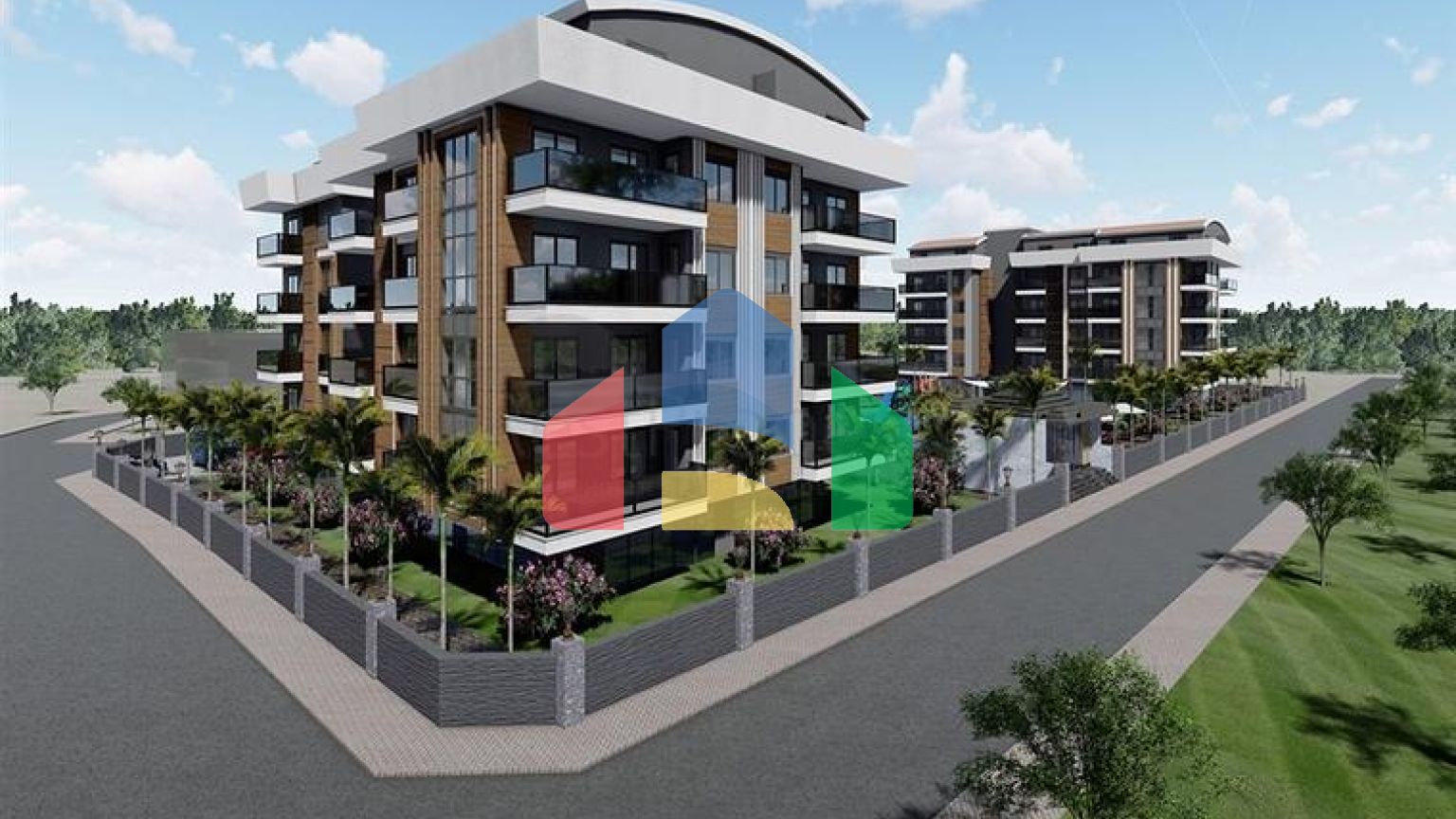 Строящийся жилой комплекс в европейском районе Оба