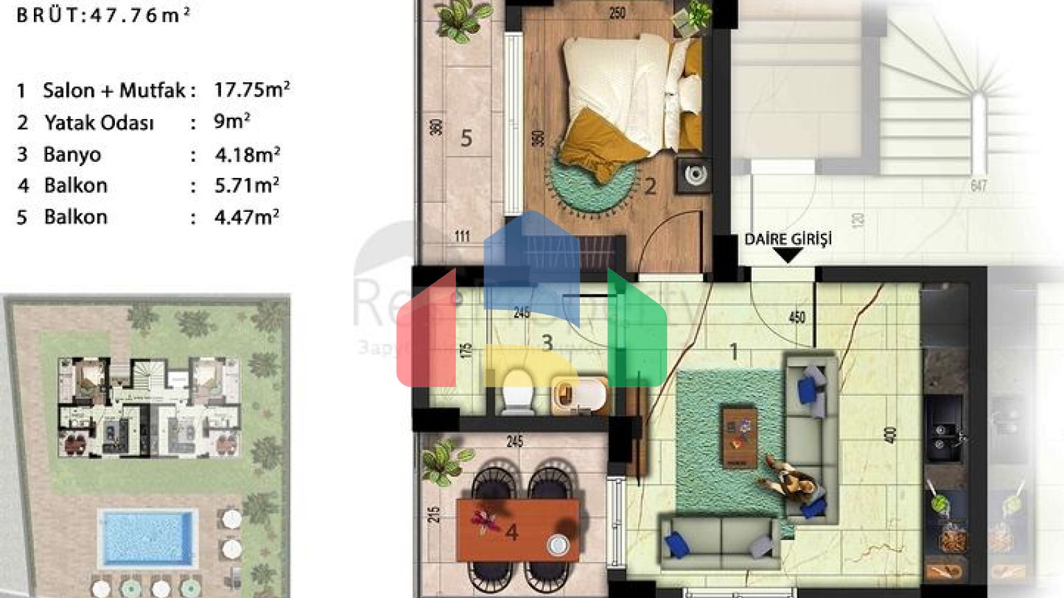 Квартиры планировки 1+1 и 3+1 дуплекс в районе Кемер - Анталия