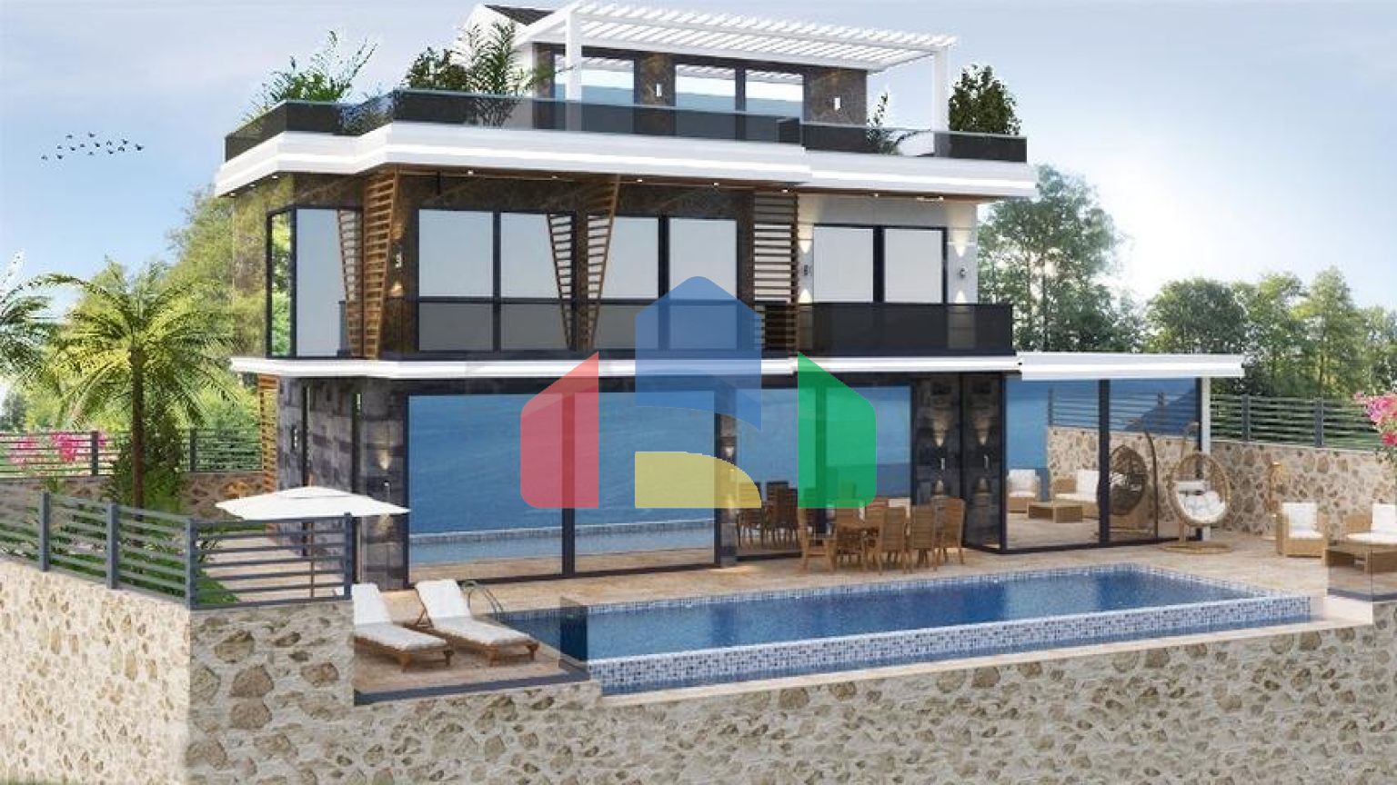 Вилла планировки 4+1 в районе Фетхие - Анталия