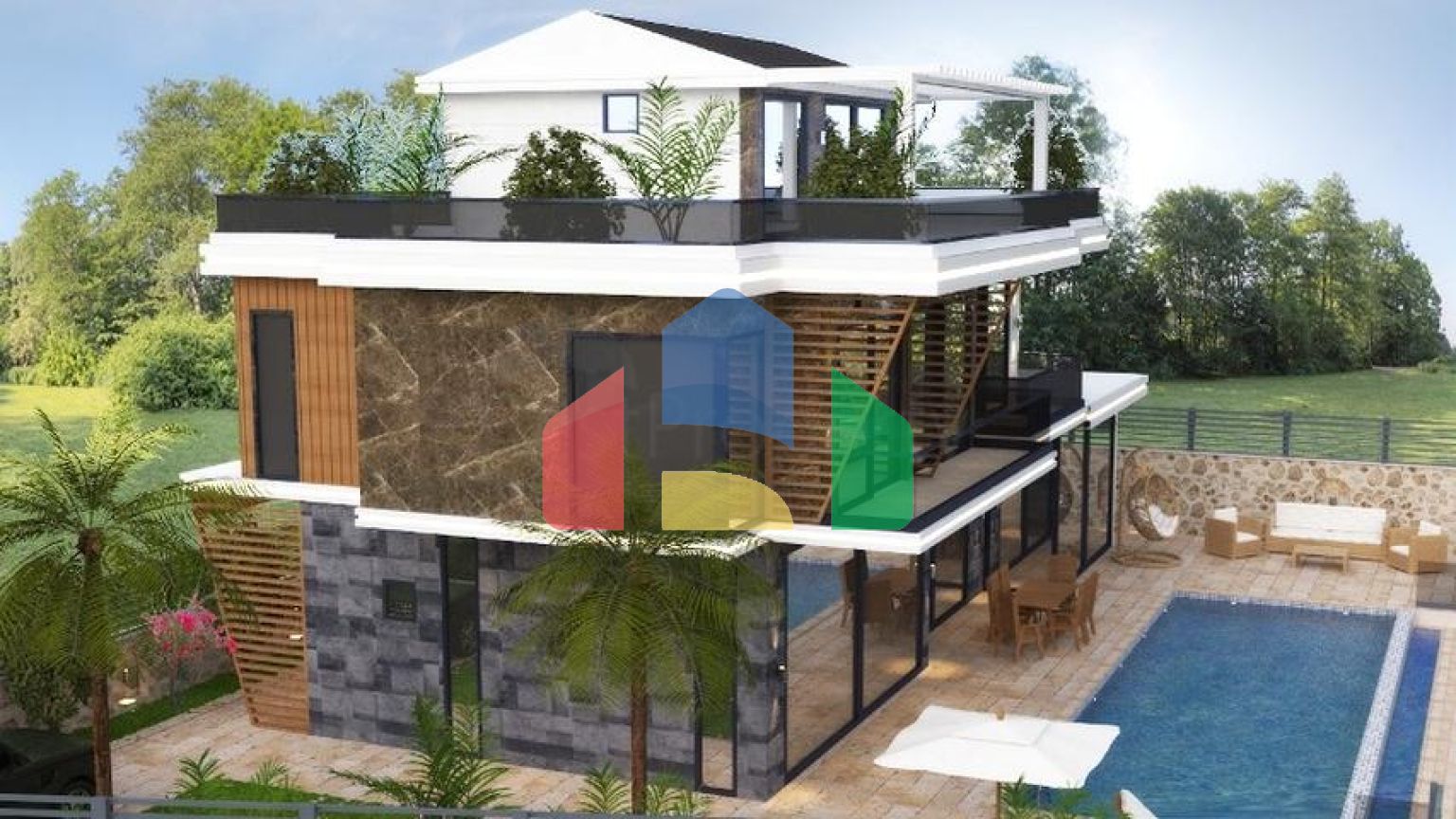 Вилла планировки 4+1 в районе Фетхие - Анталия