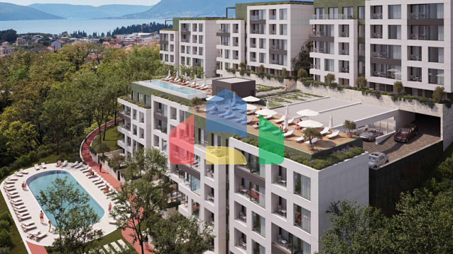 Современный жилой комплекс с видом на море в Тивате