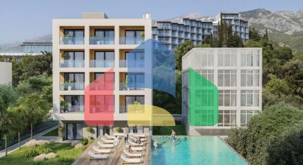 Apartment in a new complex on the 1st line in Rafailovici