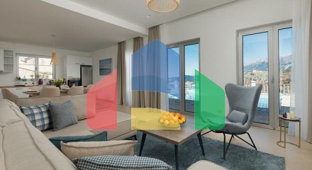 A complex of modern villas with a beautiful view