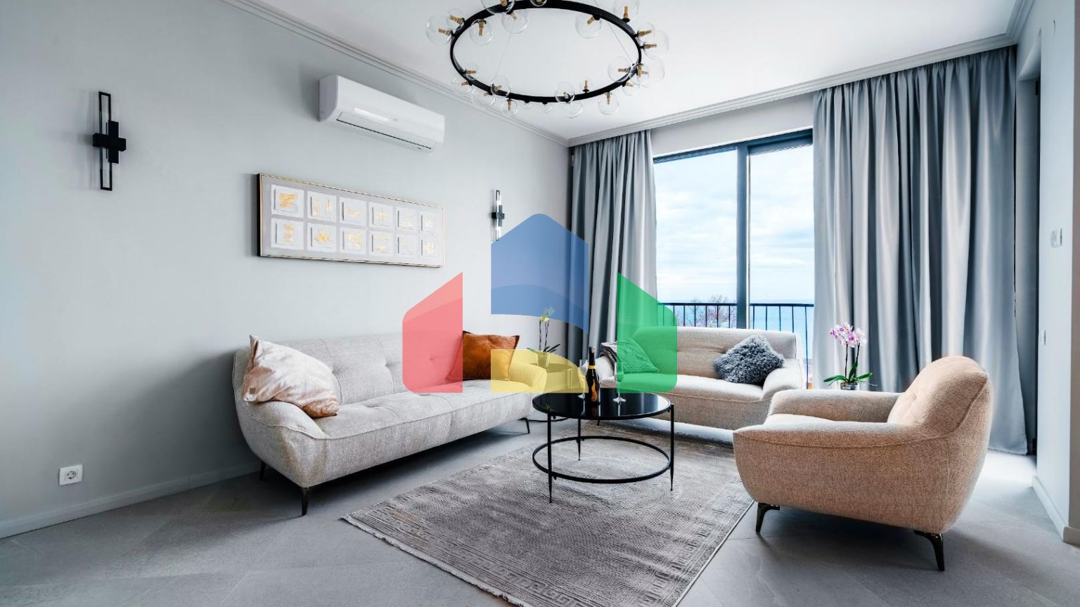 Таунхаус с панорамным видом на море в закрытой резиденции в Будванской ривьере