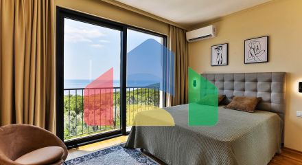 Таунхаус с панорамным видом на Адриатическое море в закрытом комплексе в Будванской ривьере