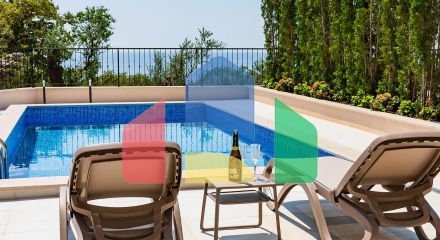 Таунхаус с панорамным видом на Адриатическое море в закрытом комплексе в Будванской ривьере