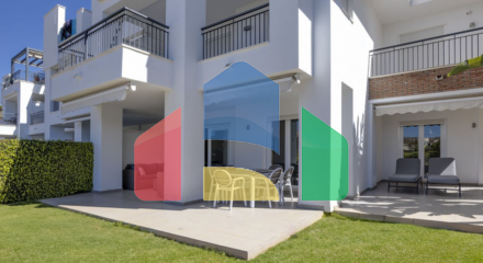 Elegant Garden Apartment with Panoramic Golf Views and Sunset Terrace
